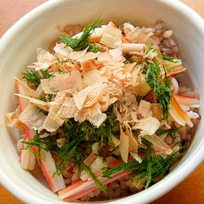 お魚食べてネ！男の手料理❤青海苔の丼♪（カニカマ）